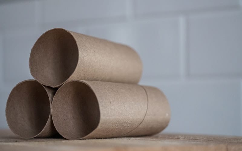 toilet paper tubes stacked on top of each other