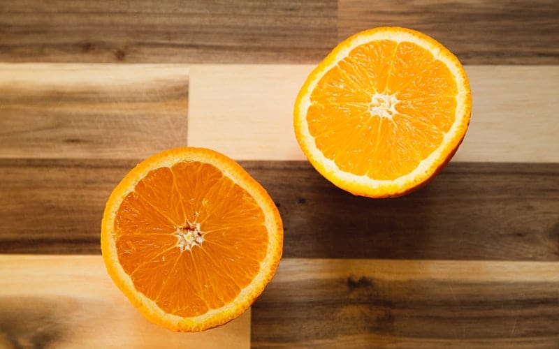 an orange cut in half