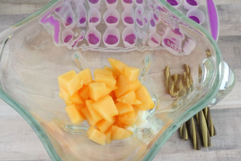 fresh cantaloupe in a blender