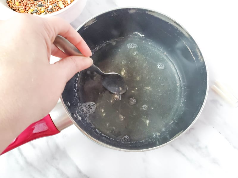 stiring glycerin in a small pan