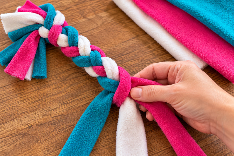 Braiding a Colorful Fleece Dog Toy
