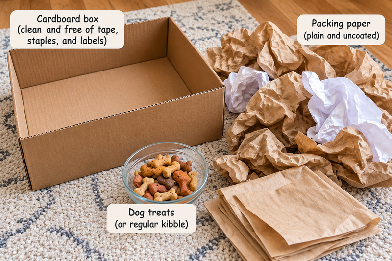 DIY Dog Enrichment Box Materials